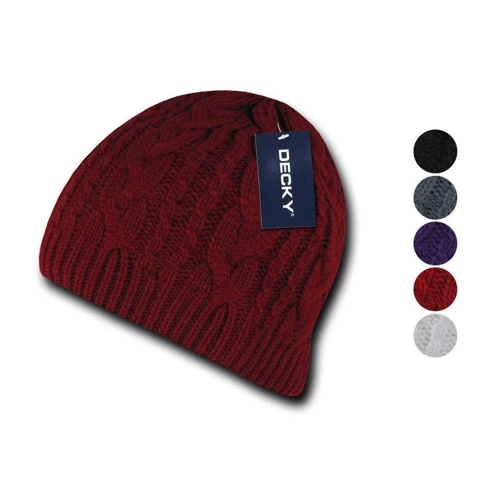 1 Dozen Decky Beanies Soft Stretchy Braided Knit Hats Caps Ski Wholesale Lot