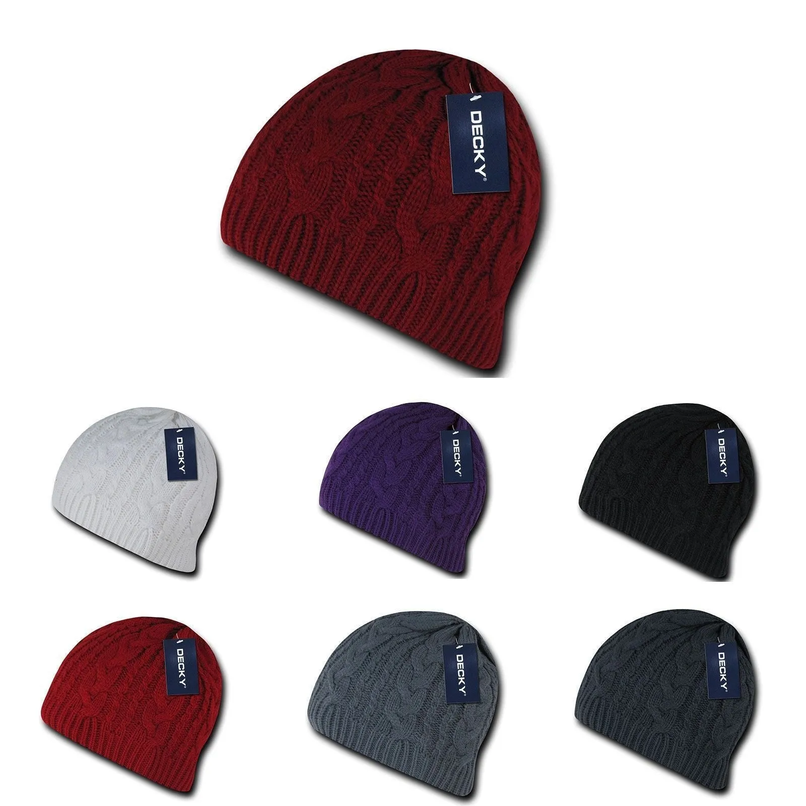 1 Dozen Decky Beanies Soft Stretchy Braided Knit Hats Caps Ski Wholesale Lot