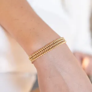 3mm 14k Gold Filled Beaded Lux Bracelet Trio Set