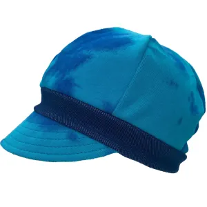 Adult Hat - Upcycled Jersey Weekender in Blue Tie Dye with Navy Dot Band by Hats for Healing