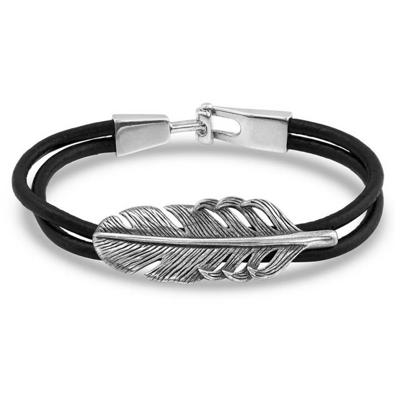 Antiqued Feather Leather Bracelet BC4711