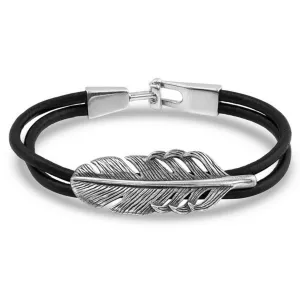 Antiqued Feather Leather Bracelet BC4711