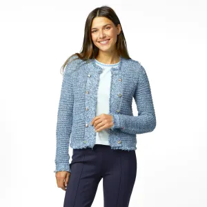 BEAU-LERO FRINGE CARDIGAN (BLUE SKY) - KERRI ROSENTHAL