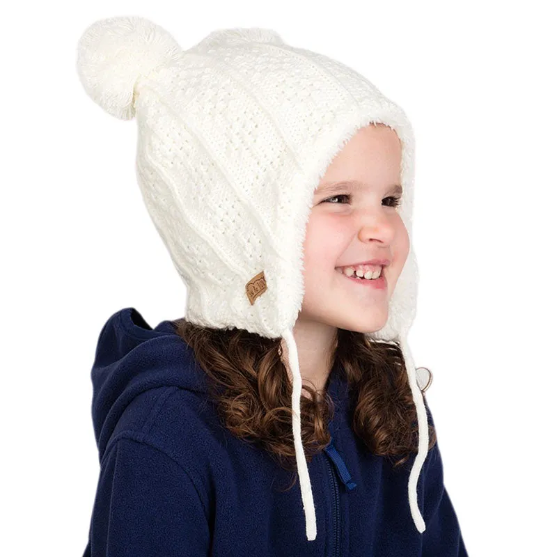 Cream Bear Knit Beanie