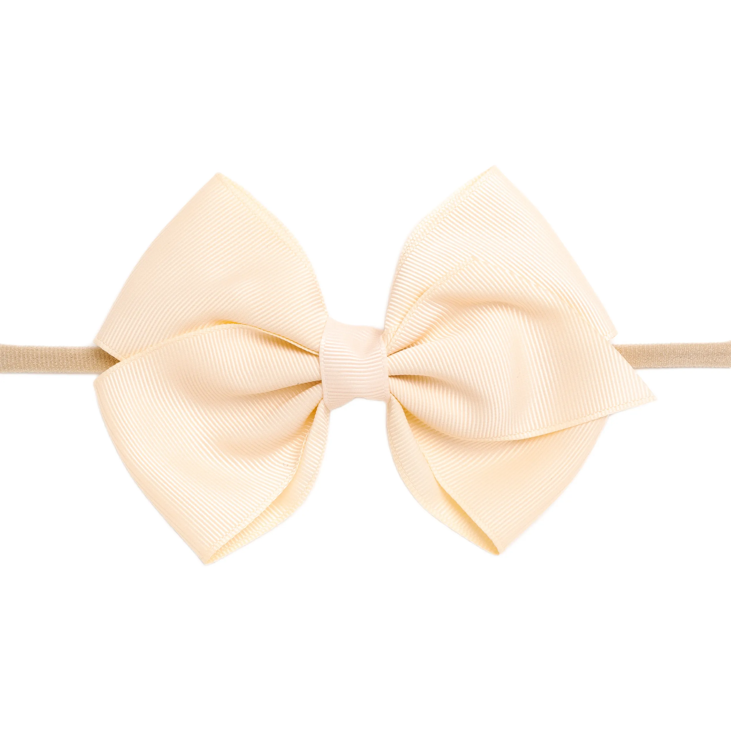 Ella Grosgrain Bow Nylon Headband - Ivory