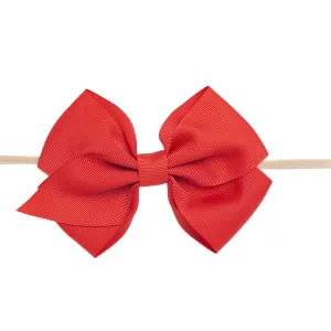 Ella Grosgrain Bow Nylon Headband - Red