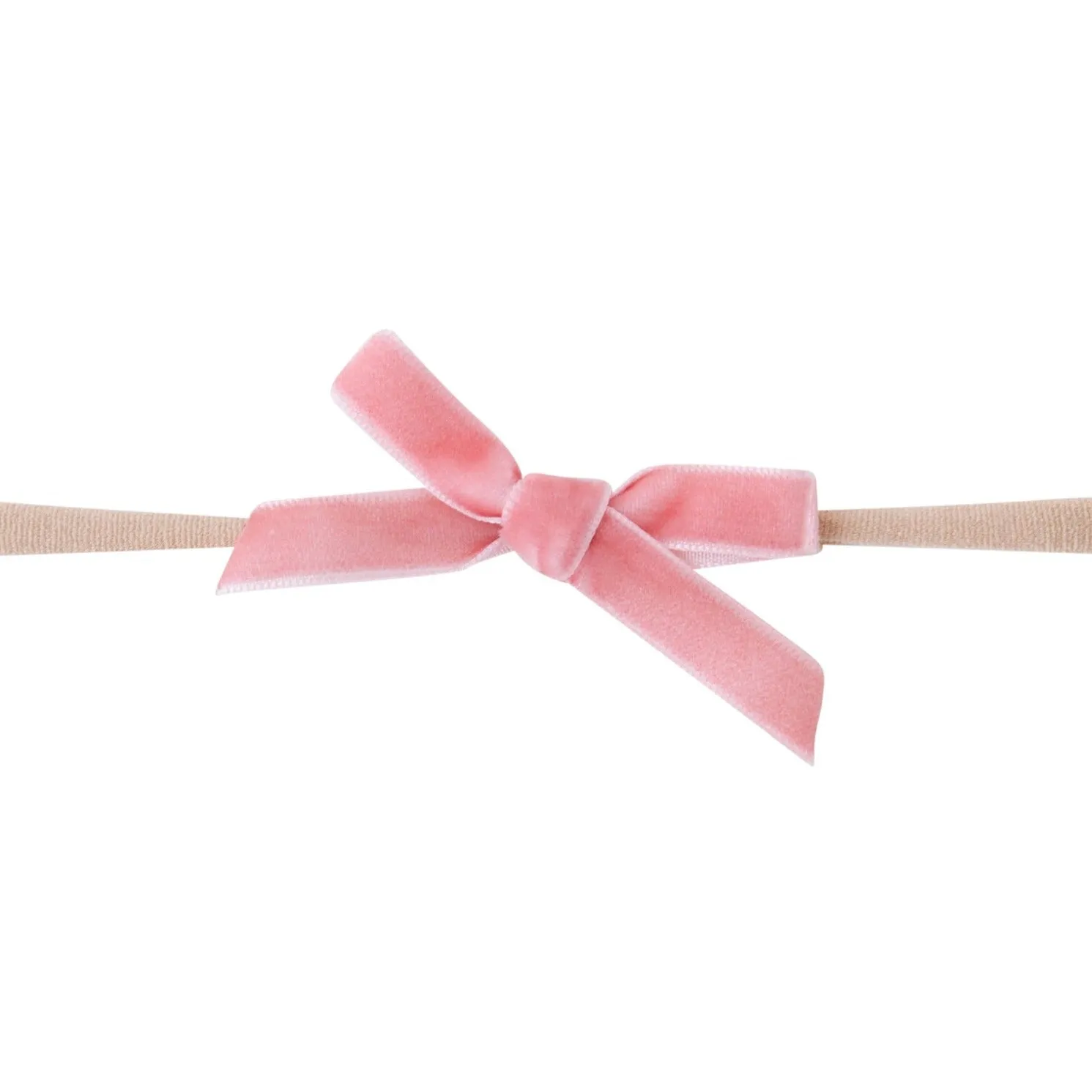 EVIE Velvet MINI Bow on Skinny Nylon Headband - Rose
