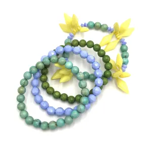 Fern and Iris Stack and Stretch Bracelet Set