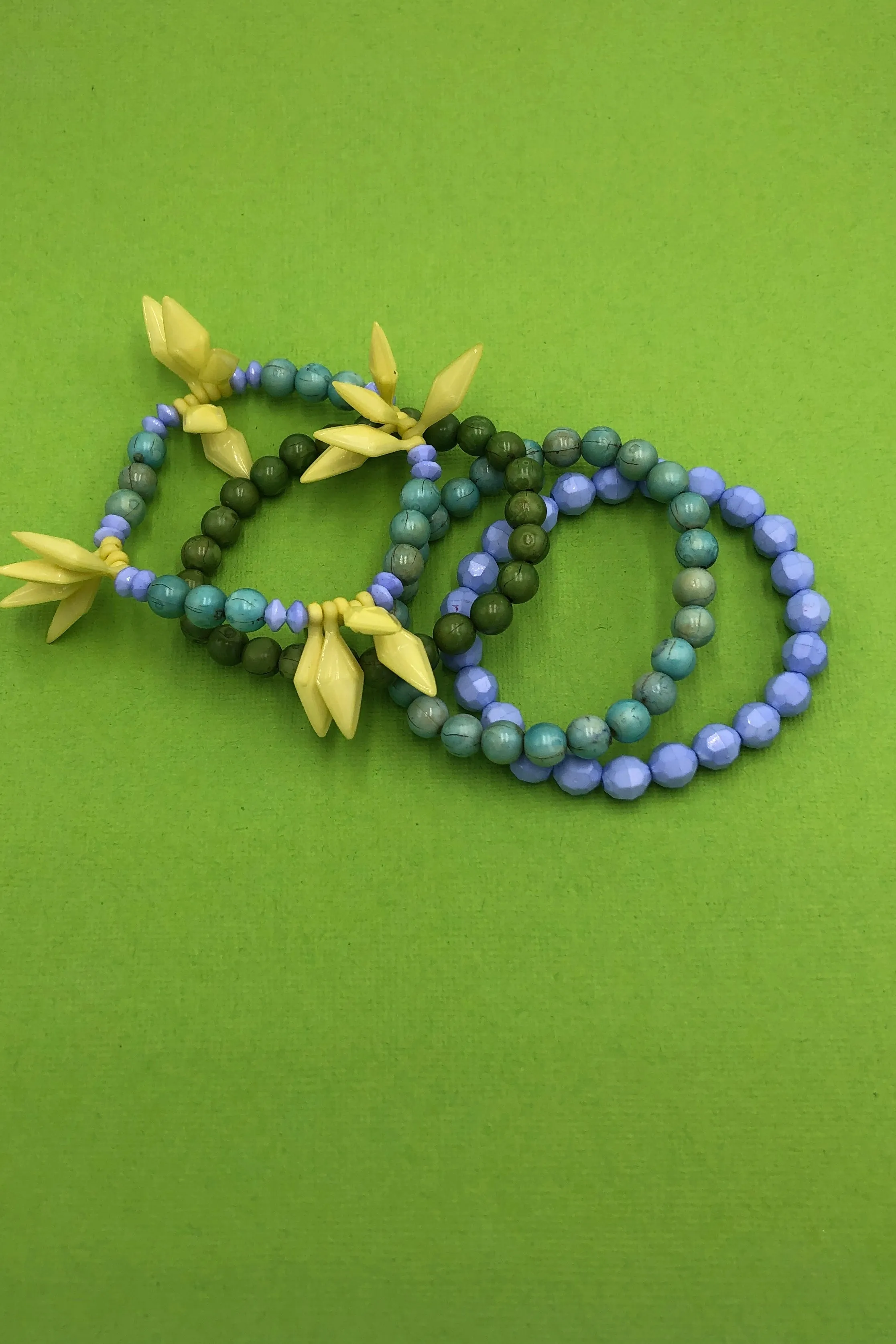 Fern and Iris Stack and Stretch Bracelet Set