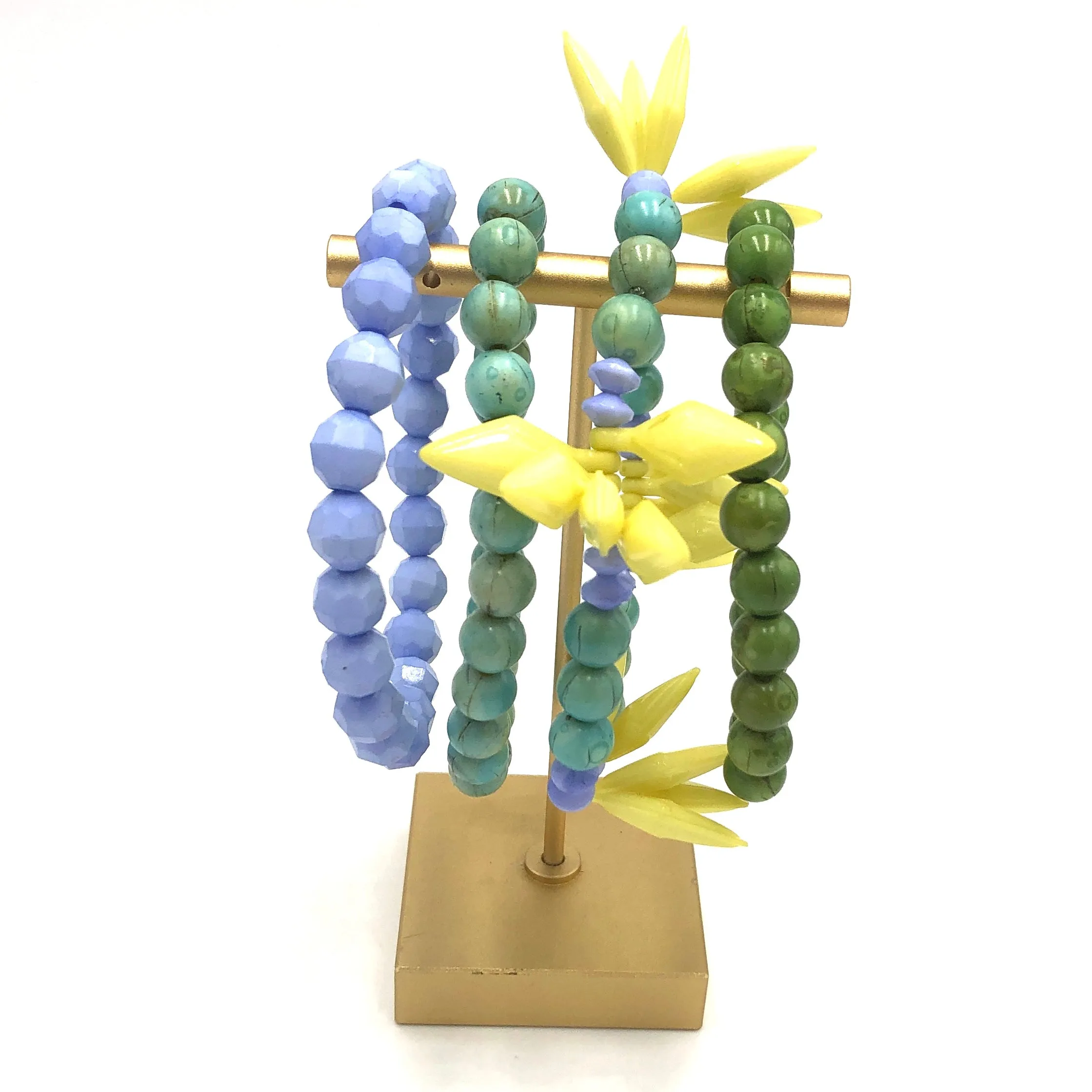 Fern and Iris Stack and Stretch Bracelet Set