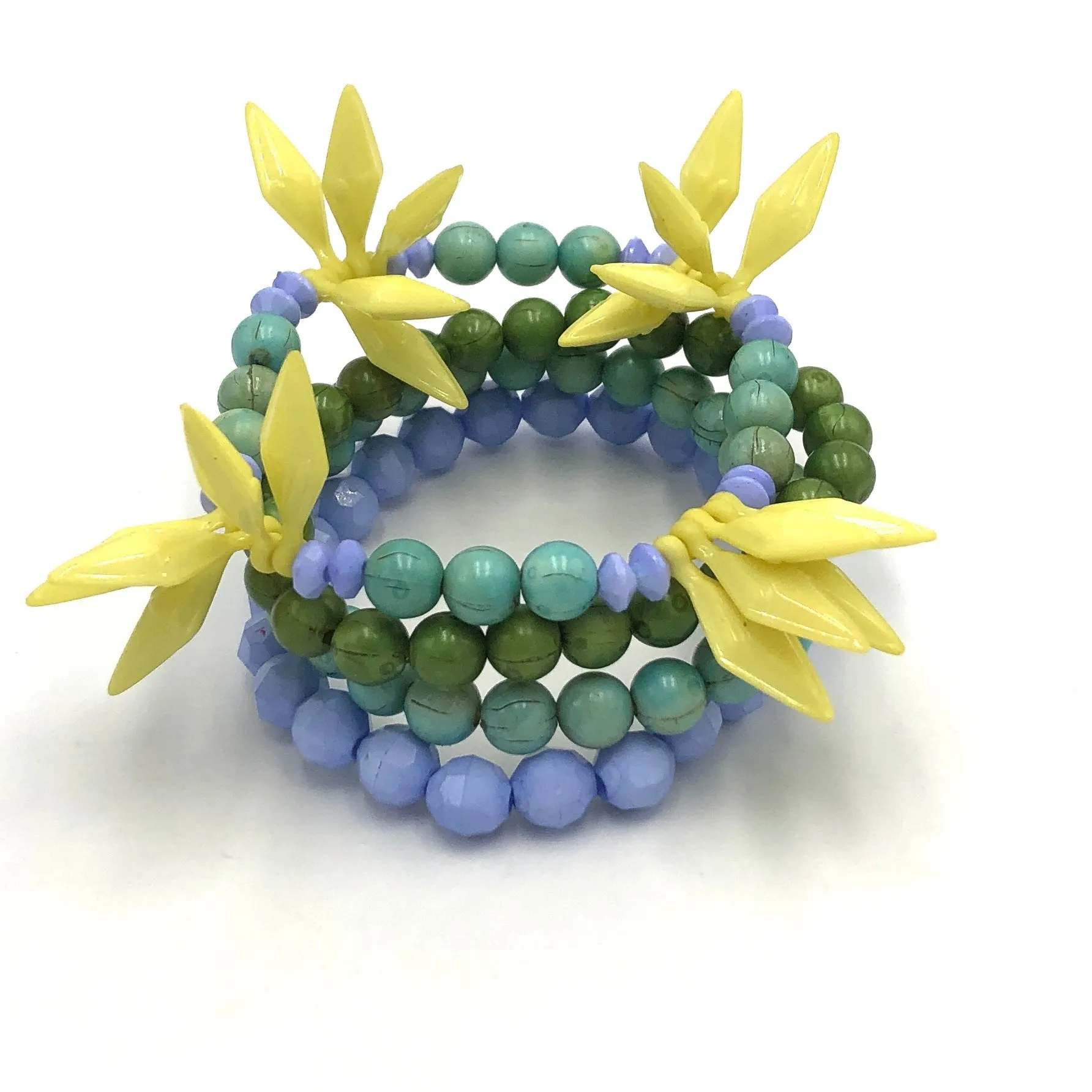 Fern and Iris Stack and Stretch Bracelet Set