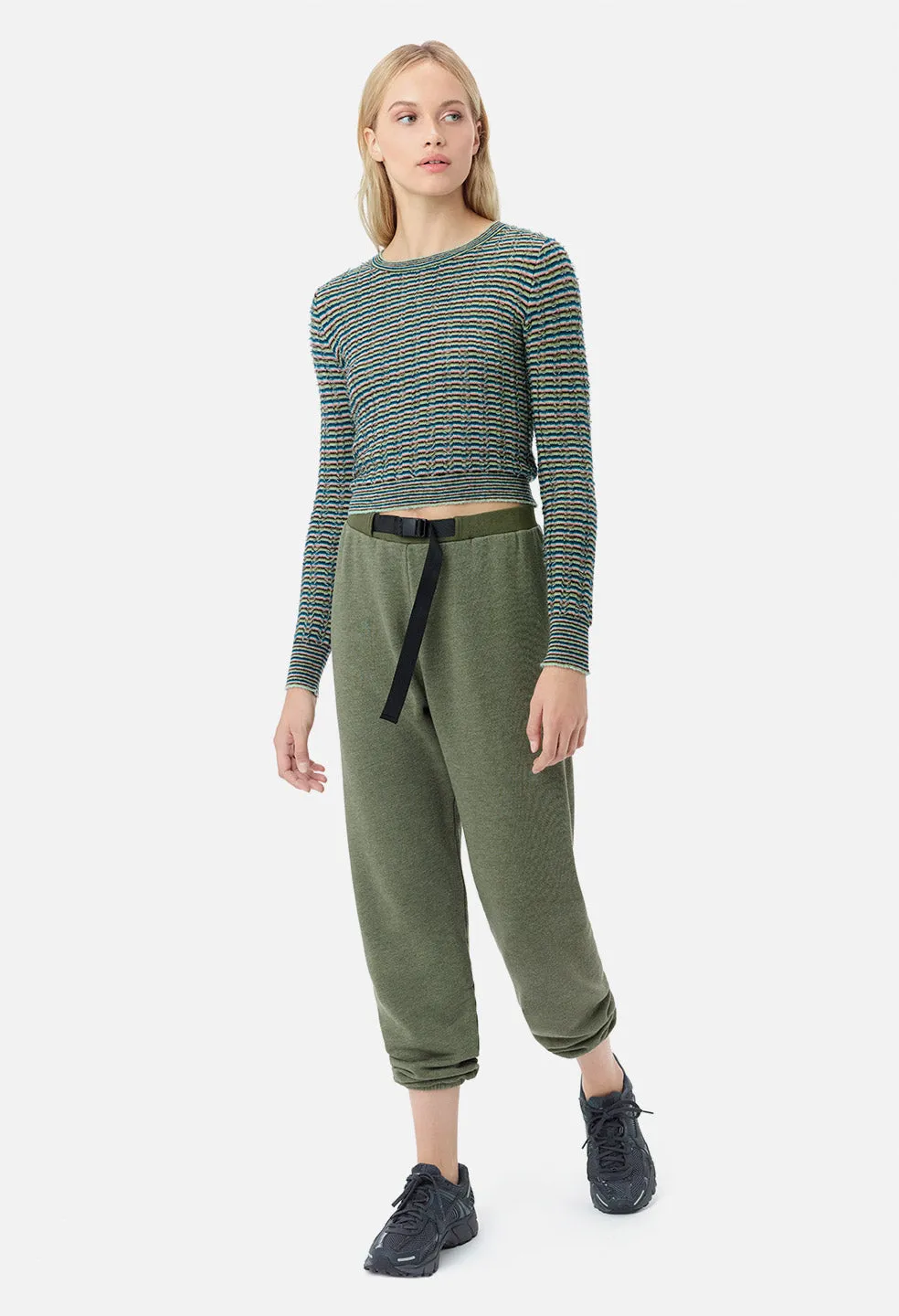Fil Coupe Alpaca Cropped Crew / Teal Stripe