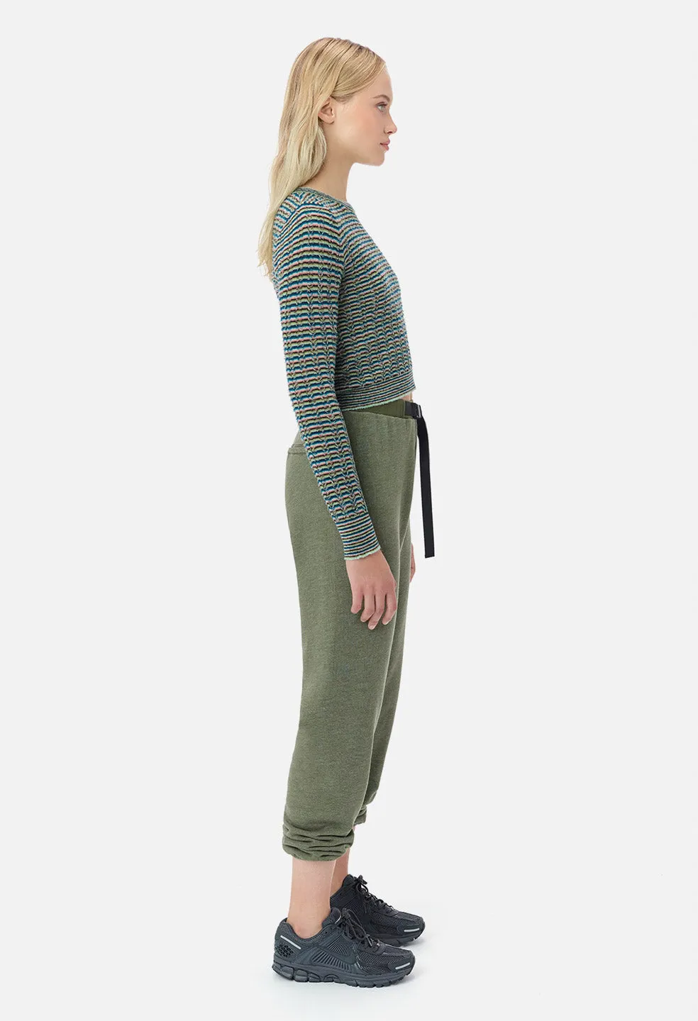 Fil Coupe Alpaca Cropped Crew / Teal Stripe