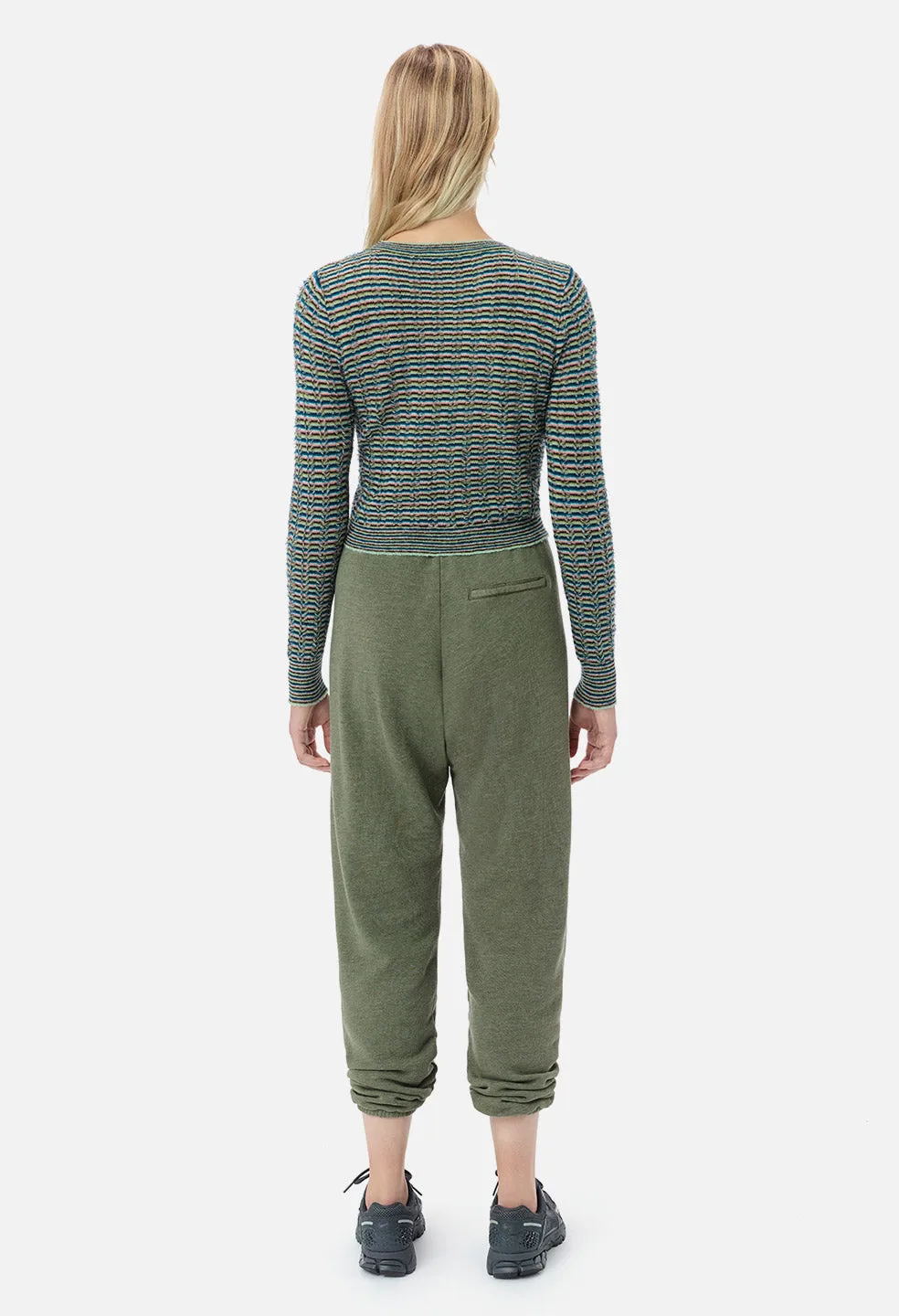 Fil Coupe Alpaca Cropped Crew / Teal Stripe