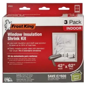Frost King V73/3H 3-Pack of Indoor 42" x 62" Window Insulation Kit - Quantity of 10