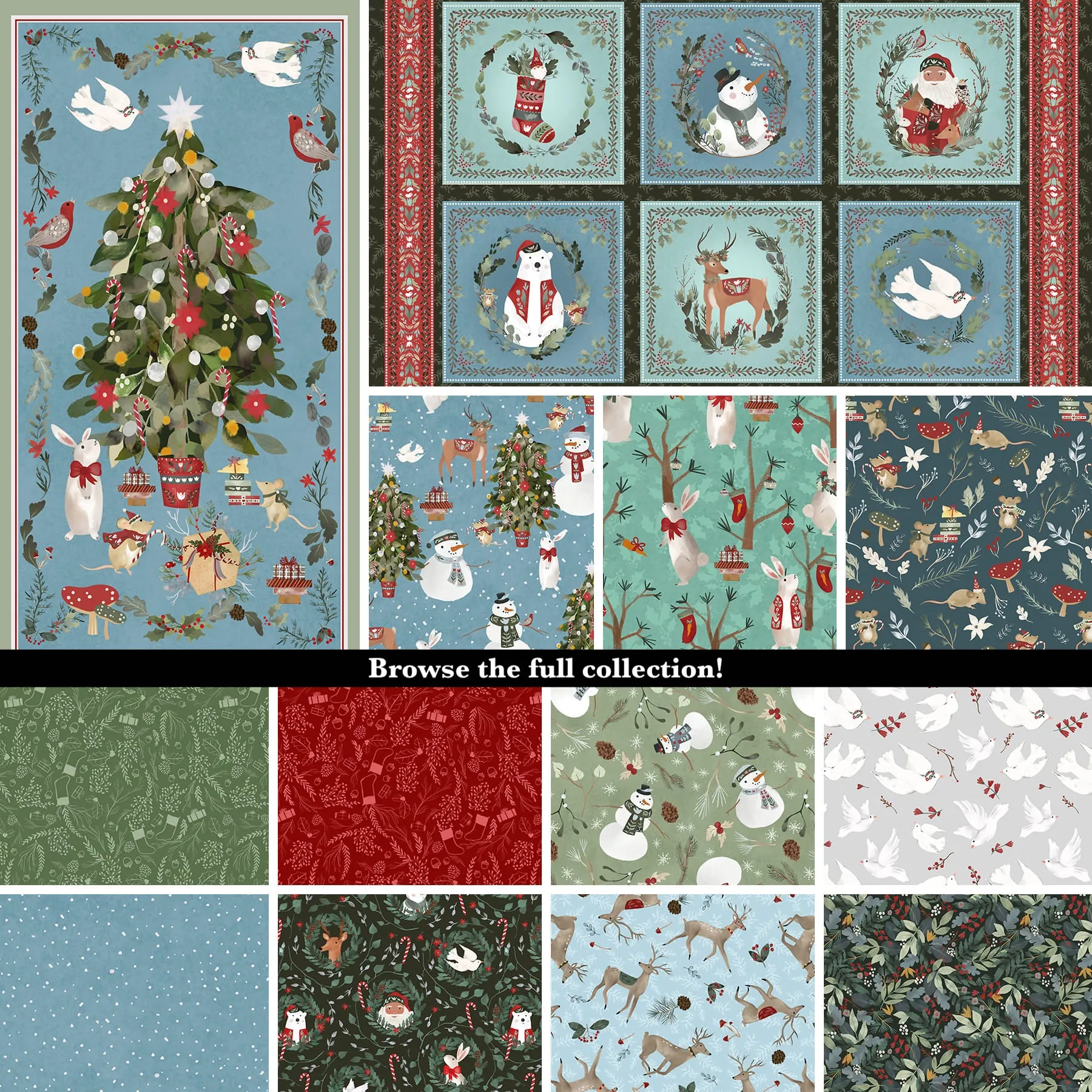 Glad Tidings We Bring | Mice Dark Teal by Laura Konyndyk for Blank Quilting | 3358-67