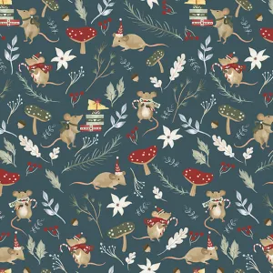 Glad Tidings We Bring | Mice Dark Teal by Laura Konyndyk for Blank Quilting | 3358-67