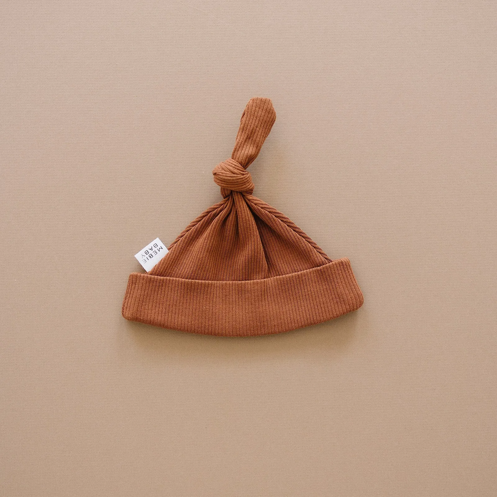 Mebie Baby Ribbed Knot Hat - Rust
