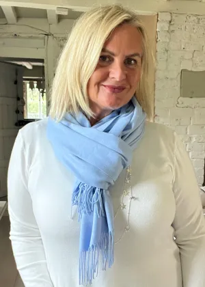Pomarolo Cashmere Pashmina Scarf Shawl in Blue