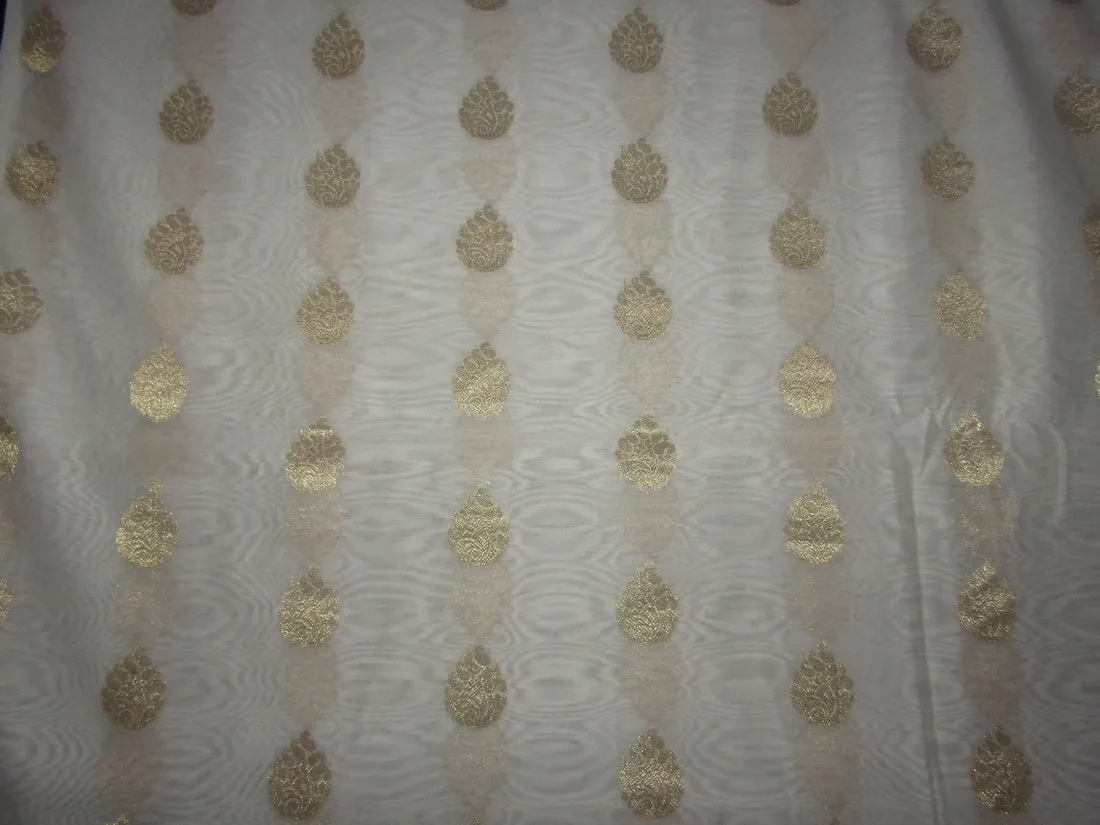 Pure Silk Cotton Chanderi Fabric Natural ivory x metallic gold 44'' wide by the yard
