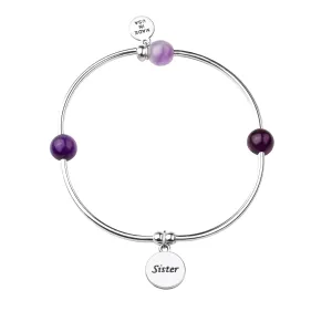 Sister | Soft Bangle Charm Bracelet | Amethyst