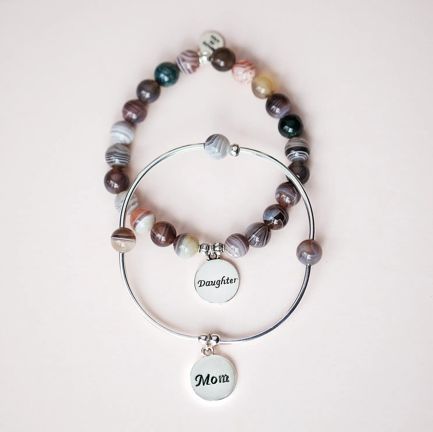 Sister | Soft Bangle Charm Bracelet | Amethyst