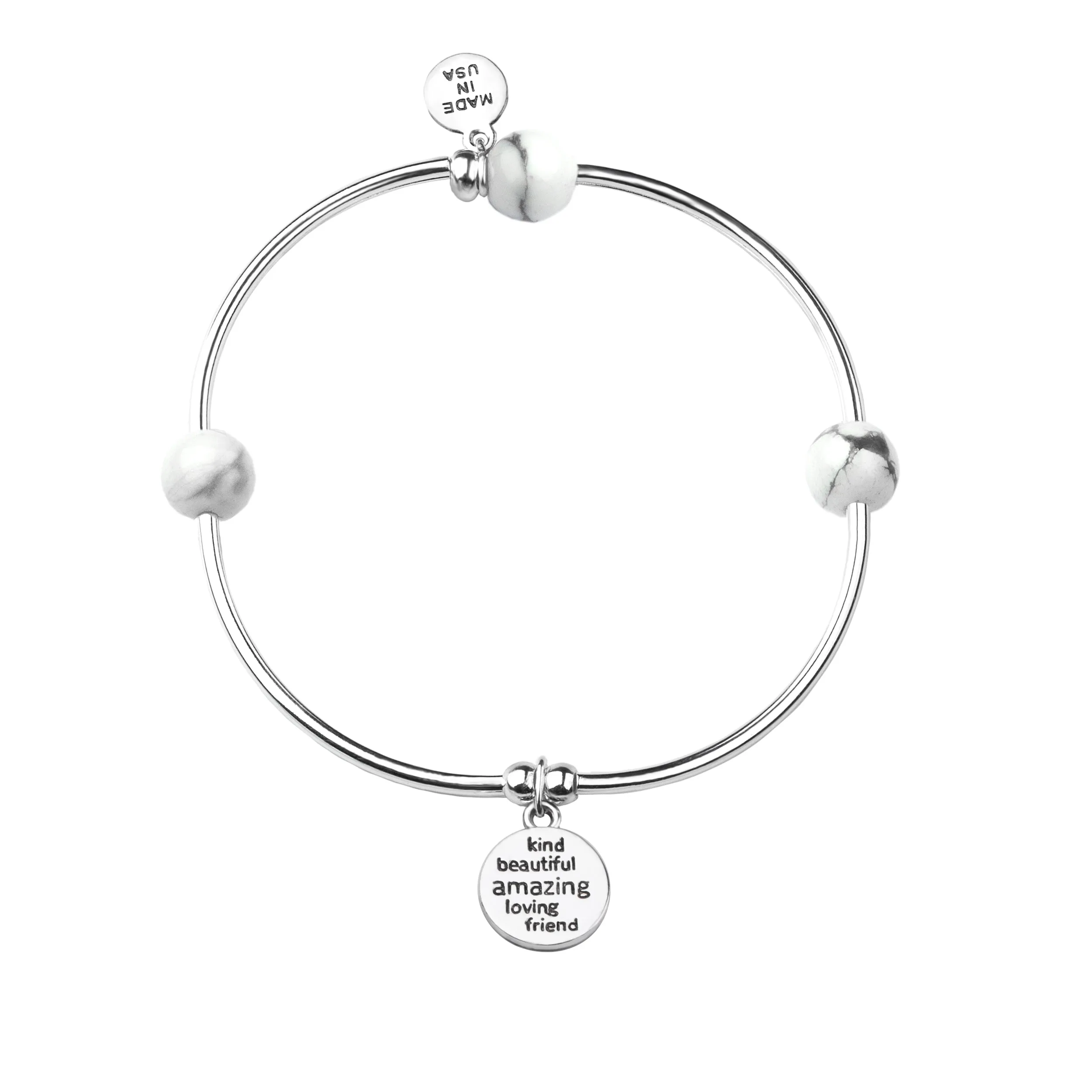 Sister | Soft Bangle Charm Bracelet | Amethyst