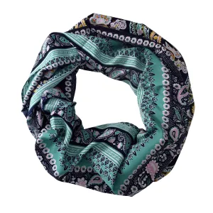 Teal Navy Peach Couture Chic Graphic Paisley Printed Infinity Loop Scarf Various Colors