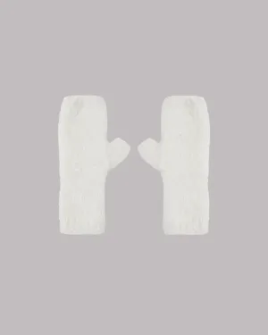 The White Fluffy Alpaca Knit Gloves