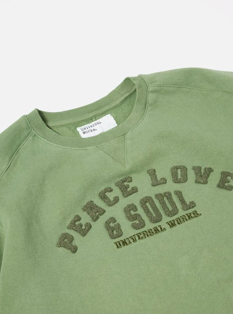Universal Works - Classic Crew Sweatshirt In Green Dry Brushback PLS
