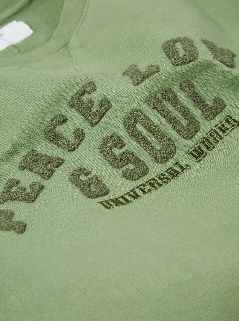 Universal Works - Classic Crew Sweatshirt In Green Dry Brushback PLS