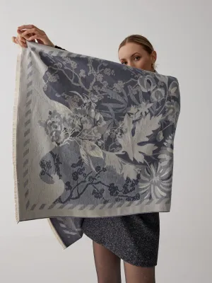 Vintage Plant Flower Trendy Jacquard Cotton Scarf